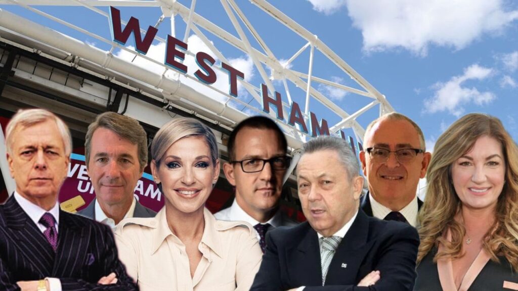 West ham United board of directors in front of the London Stadium