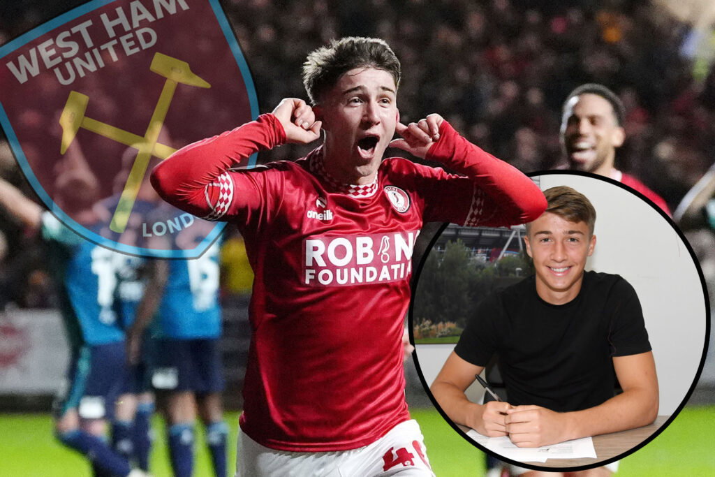 West Ham Loanee George Earthy celebrates for Bristol City