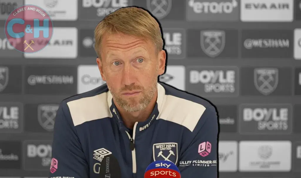 Graham Potter answers questions at West Ham news conference