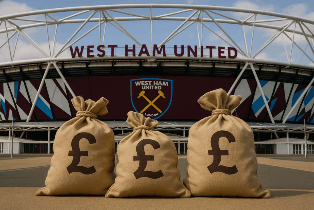 Bags of cash outside the London Stadium
