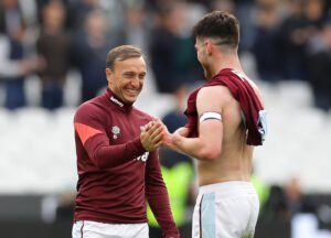 Former and current skippers Mark Noble and Declan Rice
