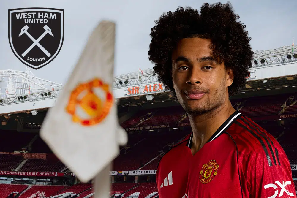 Joshua Zirkzee outside Old Trafford