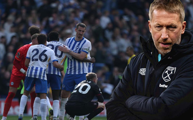Image for West Ham Collapse at Brighton Piles Pressure on Potter