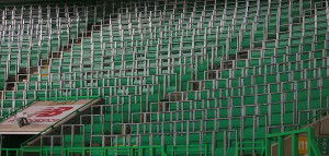 Rail seats from front looking up