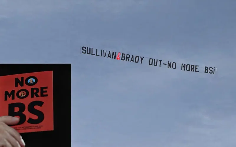 Image for West Ham Owner Protests Go Airborne as Banner Flies Over Burton