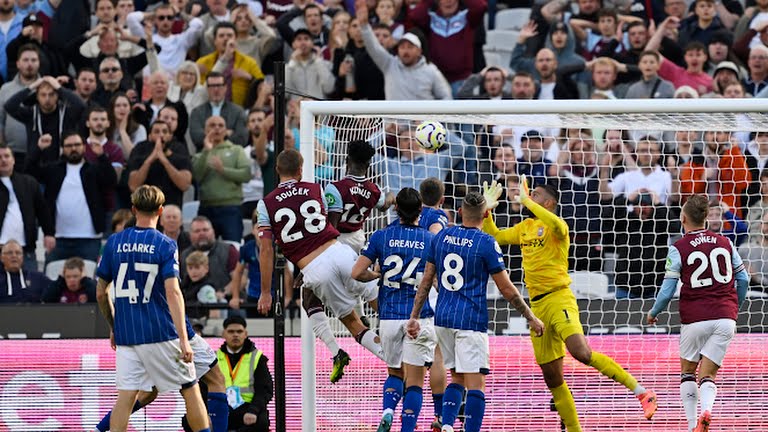 Kudus out- jumps Soucek to score for West Ham against Ipswich