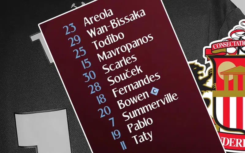 Image for West Ham v Sunderland | Nuno’s line up announced as JWP gets reprieve