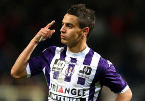 Joie de Wissam Ben Yedder  - 22.03.2014 - Toulouse / Evian Thonon - 30e journee Ligue 1 Photo : Manuel Blondeau / Icon Sport