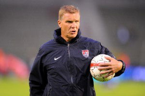 Chris Woods, coach of the goalkeeper of team USA, at the warm up during the friendly match Belgium against USA at King Baudoin stadium in Brussel, Belgium on September 06th, 2011.