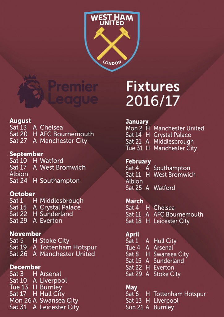 West Ham Premier League fixtures revealed West Ham News