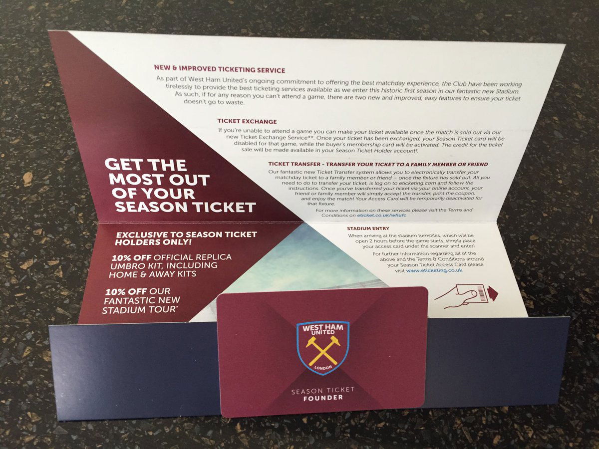 Arne Die Stadt Proportional west ham united season ticket Hamburger